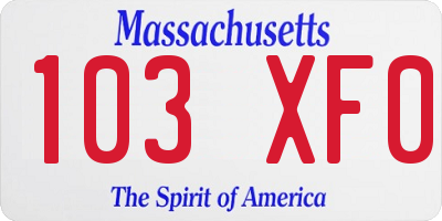 MA license plate 103XF0