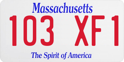 MA license plate 103XF1
