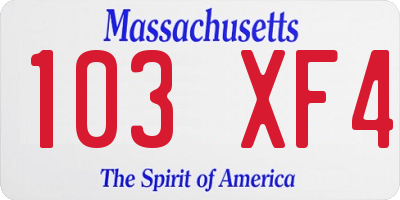 MA license plate 103XF4