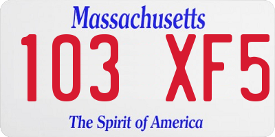 MA license plate 103XF5