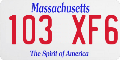 MA license plate 103XF6