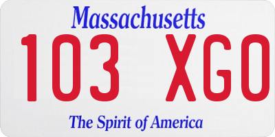 MA license plate 103XG0