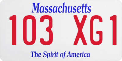 MA license plate 103XG1
