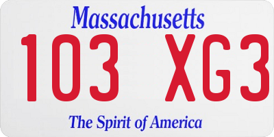 MA license plate 103XG3