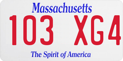 MA license plate 103XG4