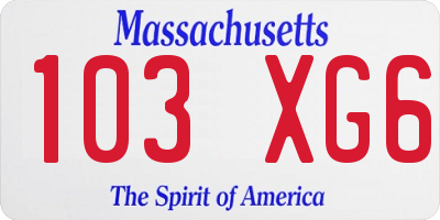 MA license plate 103XG6