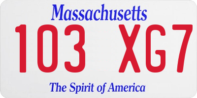 MA license plate 103XG7