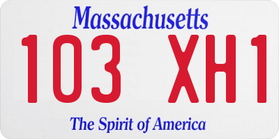 MA license plate 103XH1