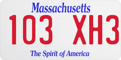 MA license plate 103XH3