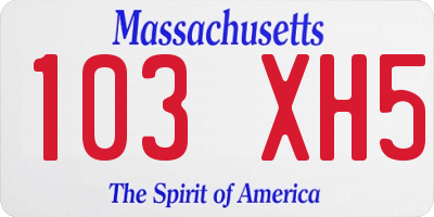 MA license plate 103XH5