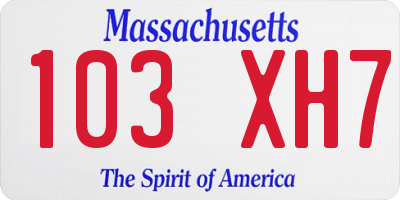 MA license plate 103XH7