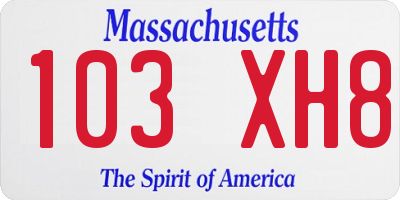 MA license plate 103XH8