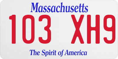 MA license plate 103XH9