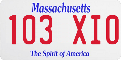 MA license plate 103XI0