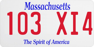 MA license plate 103XI4