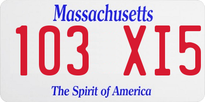 MA license plate 103XI5