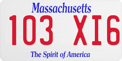 MA license plate 103XI6