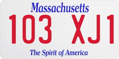 MA license plate 103XJ1