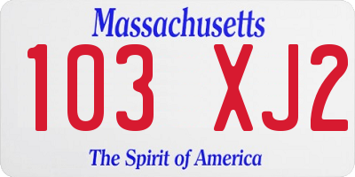 MA license plate 103XJ2