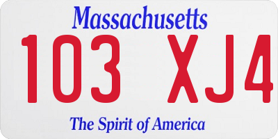 MA license plate 103XJ4