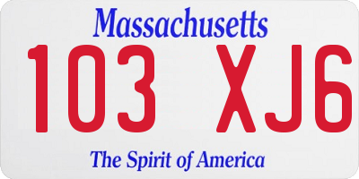MA license plate 103XJ6
