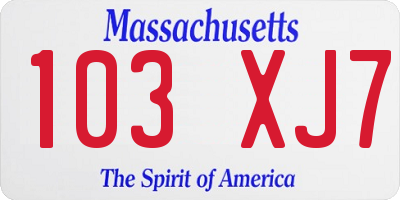 MA license plate 103XJ7