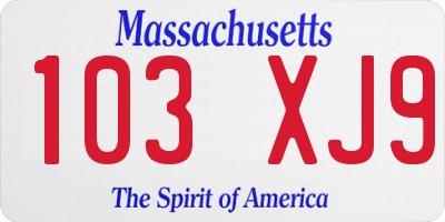 MA license plate 103XJ9