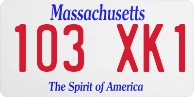 MA license plate 103XK1