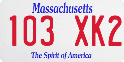 MA license plate 103XK2