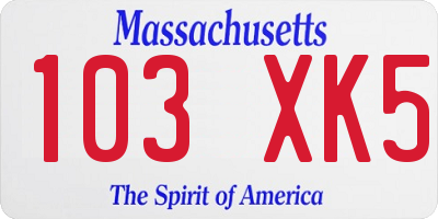 MA license plate 103XK5