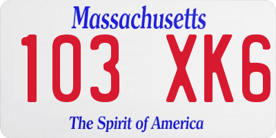 MA license plate 103XK6