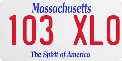 MA license plate 103XL0