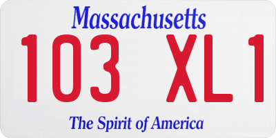 MA license plate 103XL1