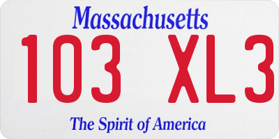 MA license plate 103XL3