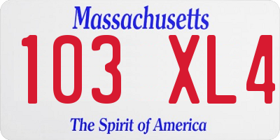MA license plate 103XL4
