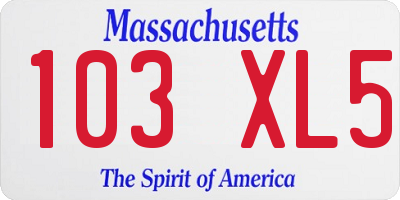 MA license plate 103XL5