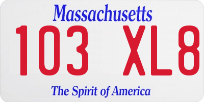 MA license plate 103XL8