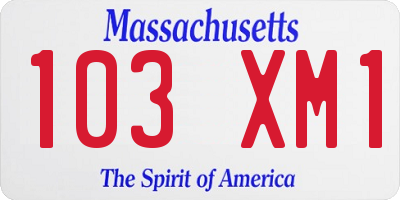 MA license plate 103XM1