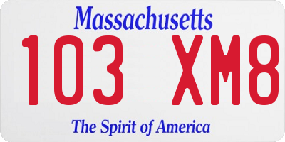 MA license plate 103XM8