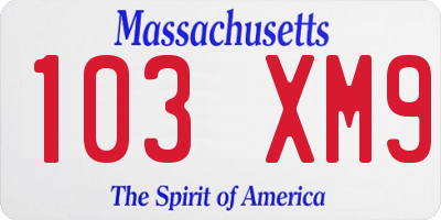 MA license plate 103XM9