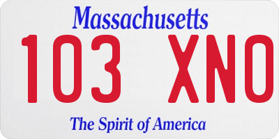 MA license plate 103XN0