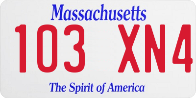 MA license plate 103XN4