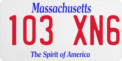 MA license plate 103XN6