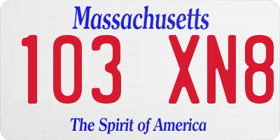 MA license plate 103XN8