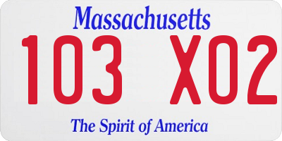 MA license plate 103XO2