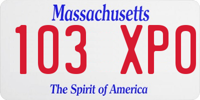 MA license plate 103XP0