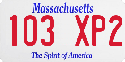 MA license plate 103XP2