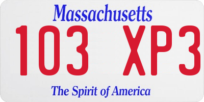 MA license plate 103XP3