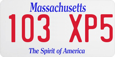 MA license plate 103XP5