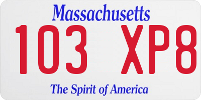 MA license plate 103XP8